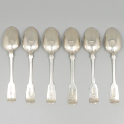 6-delige set dessertlepels (Exeter 1855) zilver.