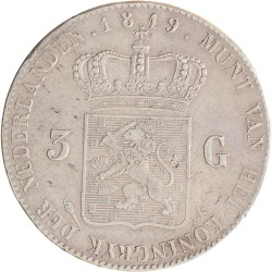 3 gulden. Willem I. 1819 U. Zeer Fraai / Prachtig.