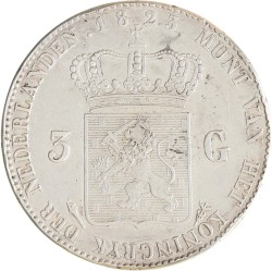 3 gulden. Willem I. 1823 U. Zeer Fraai +.