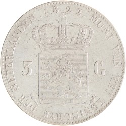 3 gulden. Willem I. 1822 U. Zeer Fraai.
