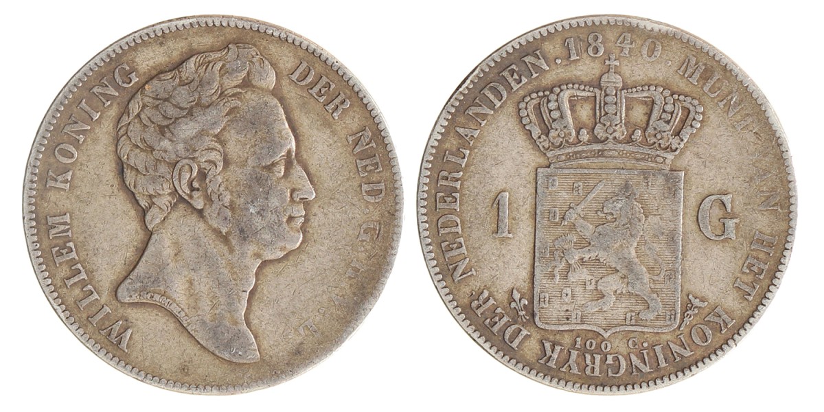 1 gulden. Willem I. 1840. Fraai / Zeer Fraai.