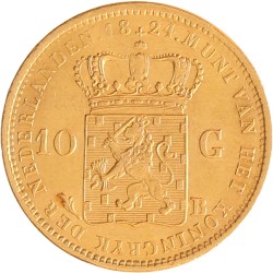 10 gulden. Willem I. 1824 B. Prachtig / UNC.