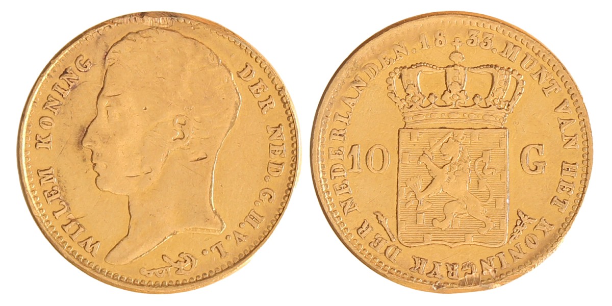 10 gulden. Willem I. 1833. Fraai.