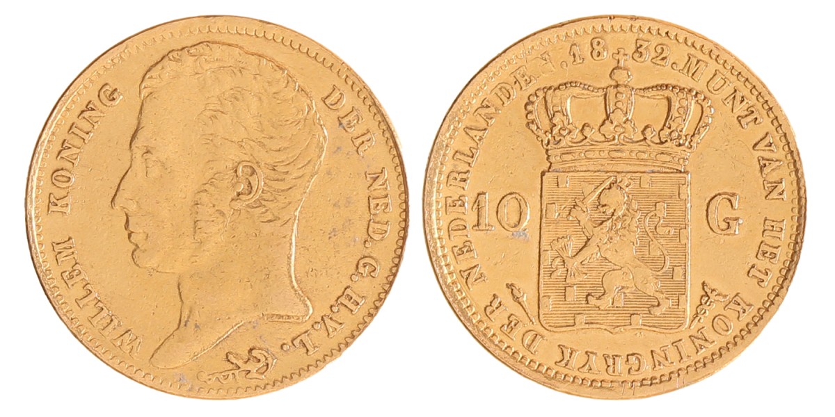 10 gulden. Willem I. 1832. Fraai +.