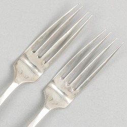 2-delige set vleeswaren vorkjes zilver.