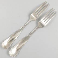 2-delige set vleeswaren vorkjes zilver.