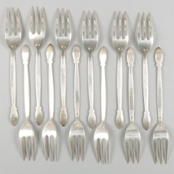 12-delige set gebaksvorkjes zilver.