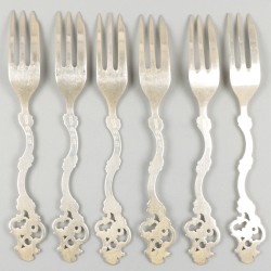 6-delige set taartvorken zilver.