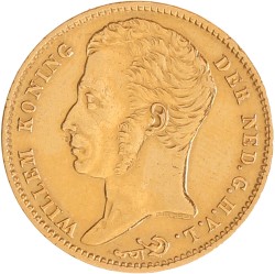 10 gulden. Willem I. 1824 B. Zeer Fraai +.