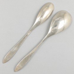 7-delige set koffie- / theelepels met suikerschep zilver.