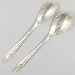 7-delige set koffie- / theelepels met suikerschep zilver.