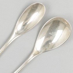 7-delige set koffie- / theelepels met suikerschep zilver.