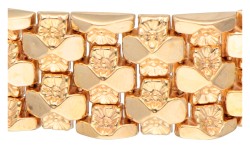 Vintage 14 kt. geelgouden Italiaanse design armband met bloemmotief.