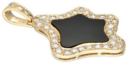 18 kt. Geelgouden Engelse hanger bezet met ca. 0.88 ct. diamant.