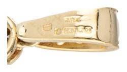 18 kt. Geelgouden Engelse hanger bezet met ca. 0.88 ct. diamant.