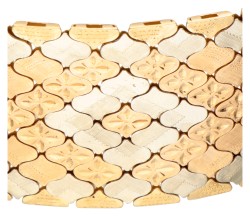 Retro 14 kt. tricolor gouden brede flexibele Italiaanse design armband.