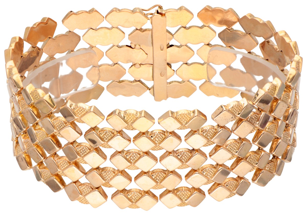 Vintage 18 kt. geelgouden brede armband.