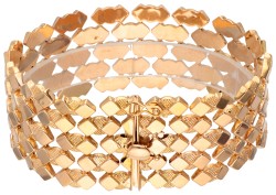 Vintage 18 kt. geelgouden brede armband.