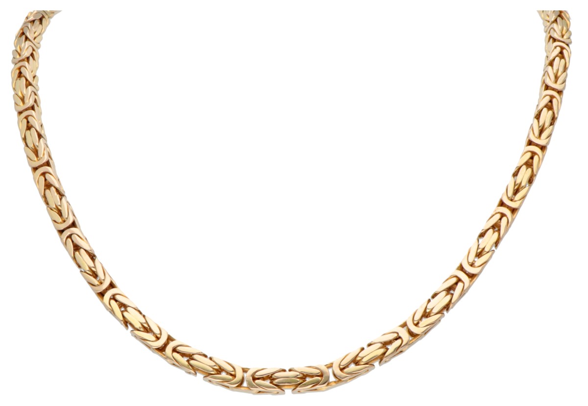 18 kt. Geelgouden koningsschakel collier.
