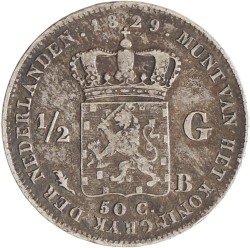 ½ gulden. Willem I. 1829/23 B. Fraai +.