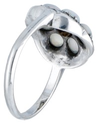 Vintage 835 zilveren rozet ring bezet met opaal en markasiet.