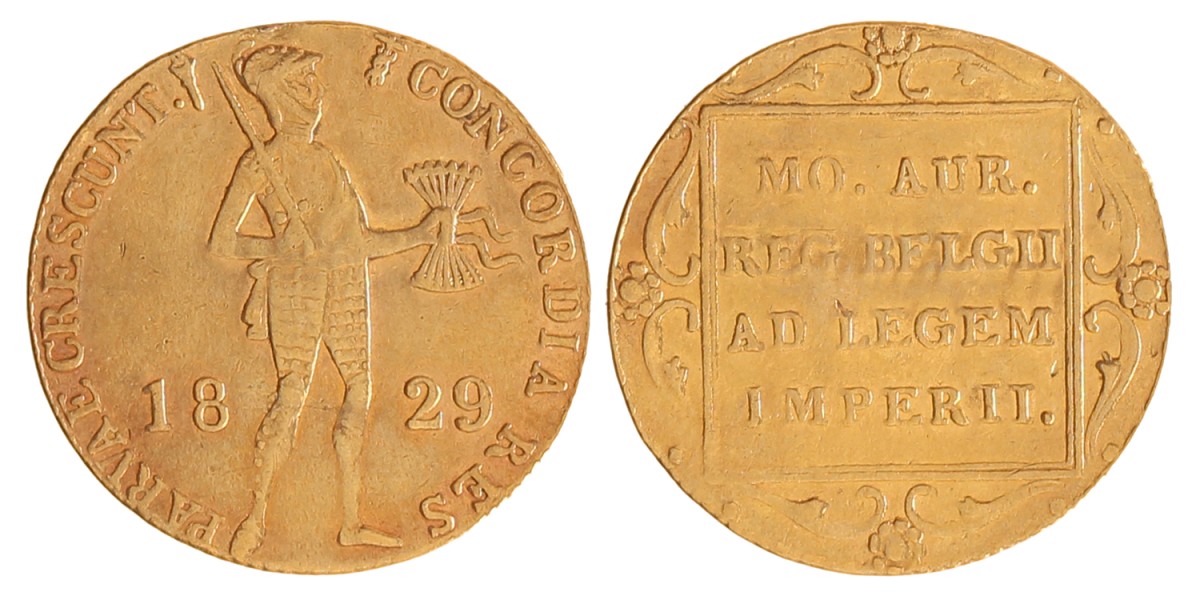 Gouden dukaat. Willem I. 1829 U. Fraai +.