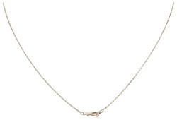 14 kt. Witgouden collier met art nouveau hanger bezet met diamant en parel.