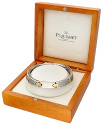 Edelstalen Pequignet armband met 18 kt. geelgouden Moorea-schakels.