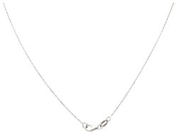 18 kt. Witgouden collier en 'halo' hanger bezet met ca. 0.58 ct. diamant.