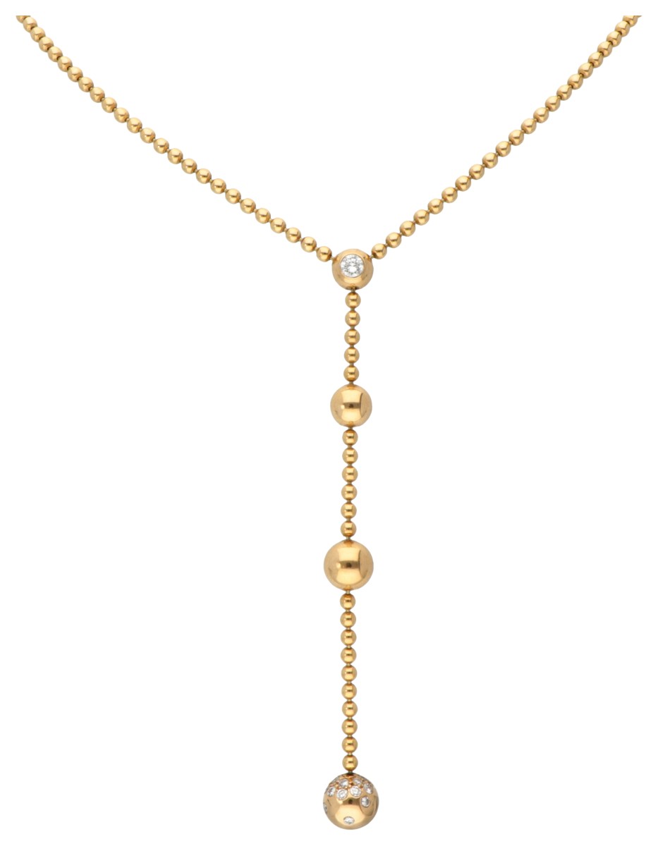 Cartier 'Draperie de Décolleté' 18 kt. geelgouden collier bezet met ca. 0.39 ct. diamant.