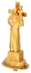 Franse geguillocheerde 18 kt. geelgouden reliekschrijn-hanger met miniatuur van St. Antonius van Padua, gebeeldhouwd door J. Dampt.