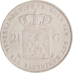 2½ gulden. Willem II. 1842. Zeer Fraai +.