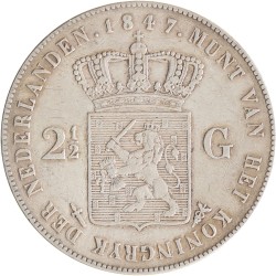 2½ gulden. Willem II. 1847. Zeer Fraai +.