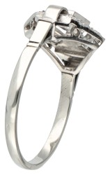 18 kt. Witgouden art deco ring bezet met ca. 0.43 ct. diamant.