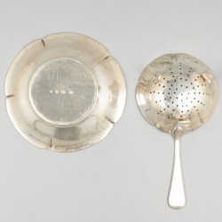 Theezeef met lekbak zilver.