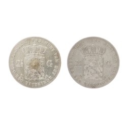 Lot (2) 2½ gulden. Willem II. 1842 en 1843. Gemiddeld Zeer Fraai.