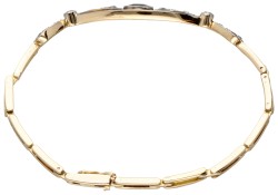 14 kt. Geelgouden antieke armband bezet met saffier en diamant.