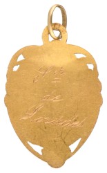 18K Geelgouden religieuze Art Nouveau hanger souvenir de Lourdes.