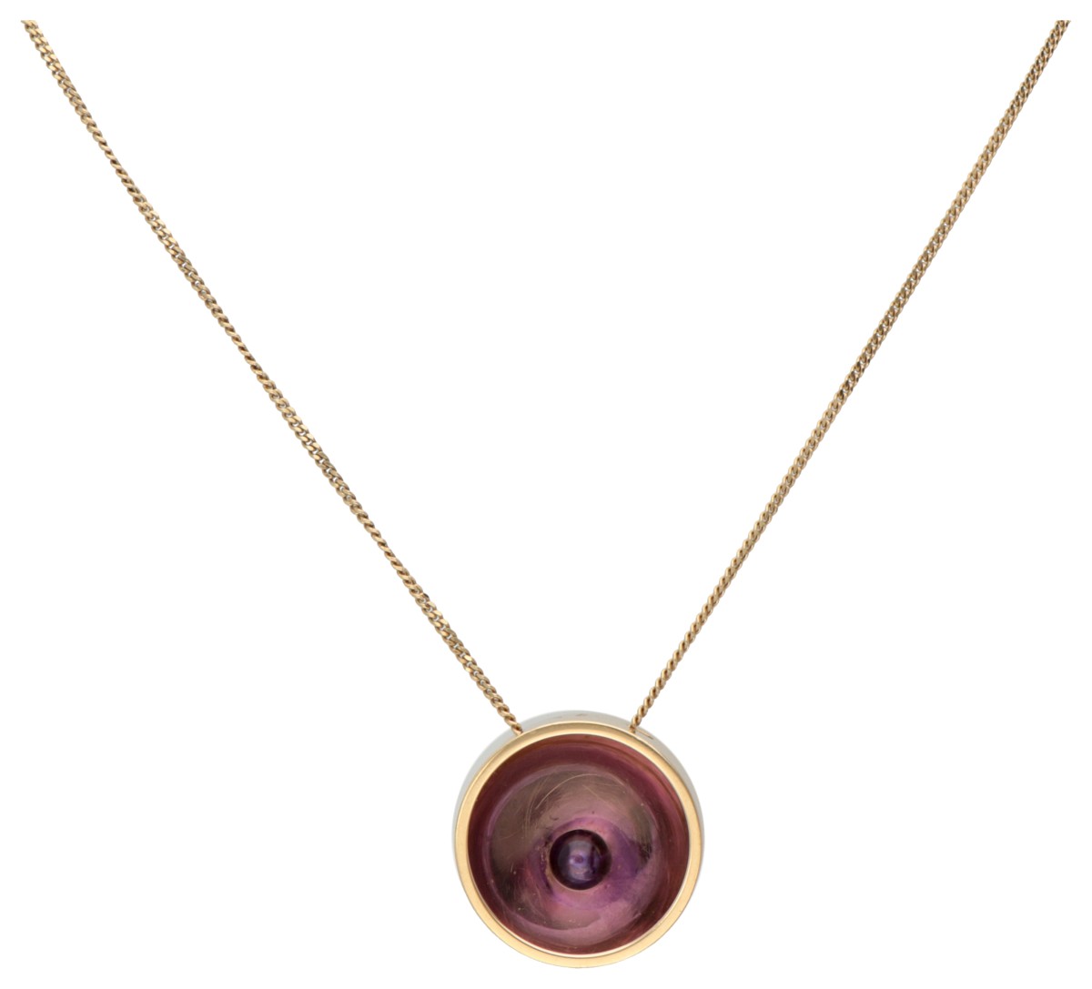 18 kt. Geelgouden dinh van 'Osmose' collier en hanger bezet met amethist.