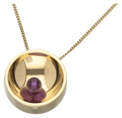 18 kt. Geelgouden dinh van 'Osmose' collier en hanger bezet met amethist.