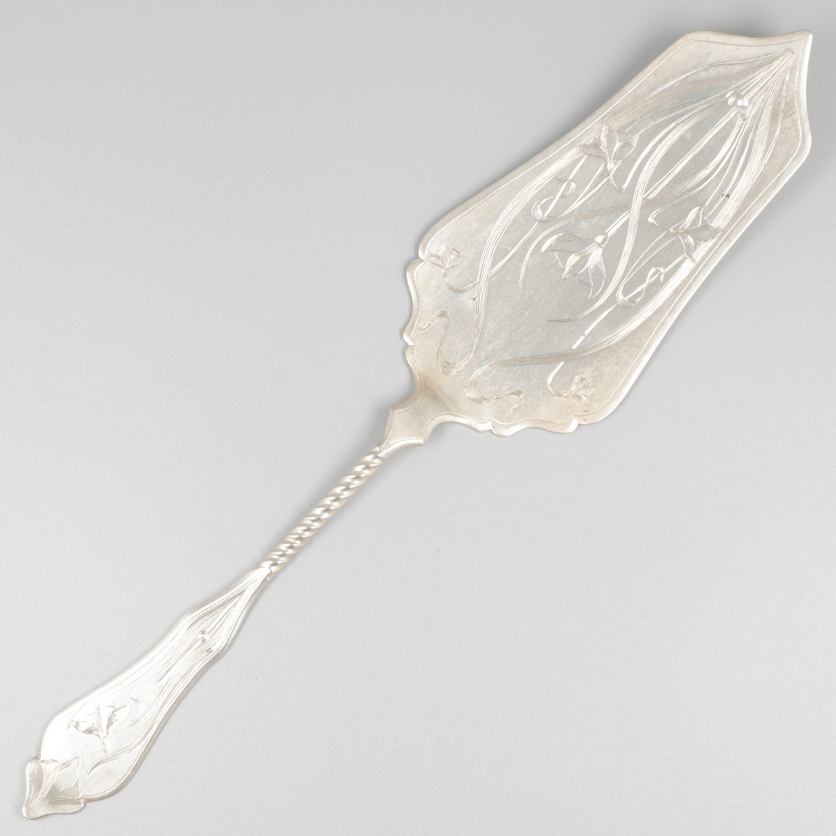 Taartschep zilver.