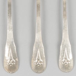 6-delige set koffie- / theelepels zilver.