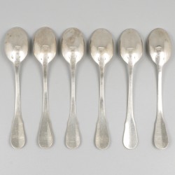 6-delige set koffie- / theelepels zilver.