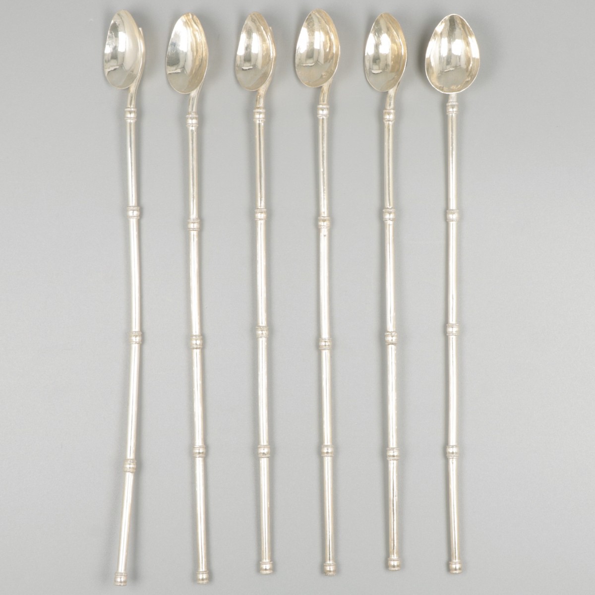 6-delige set cocktail lepels zilver.