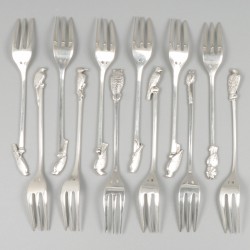 12-delige set gebaksvorkjes zilver.