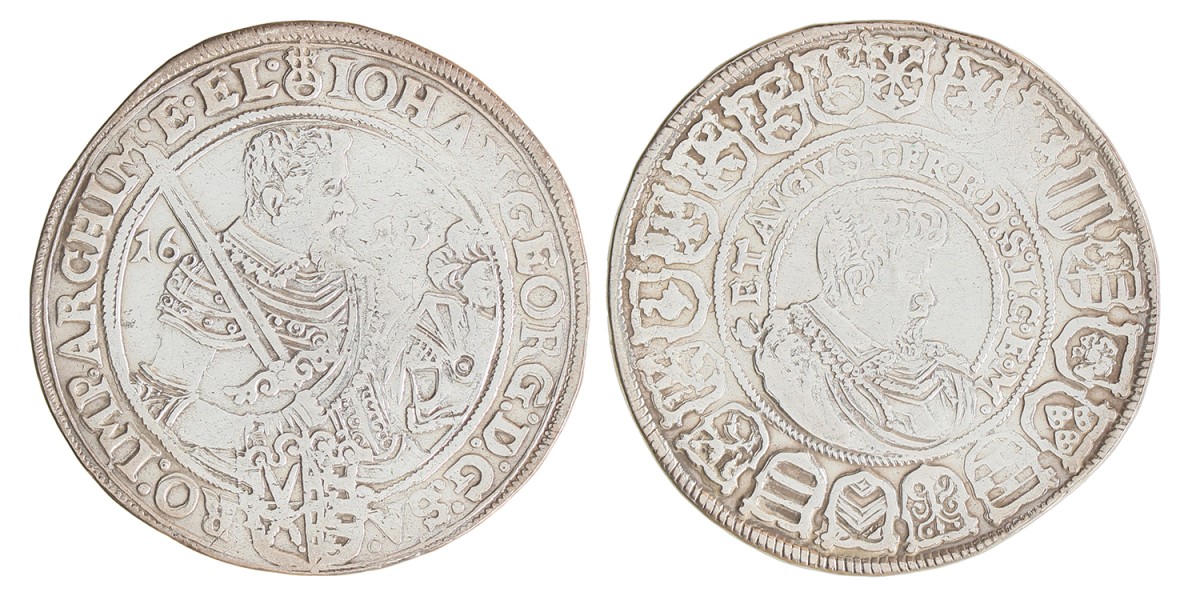 German states. Saxony - Albertinian line. Johann Georg I and August. Thaler. 1613.