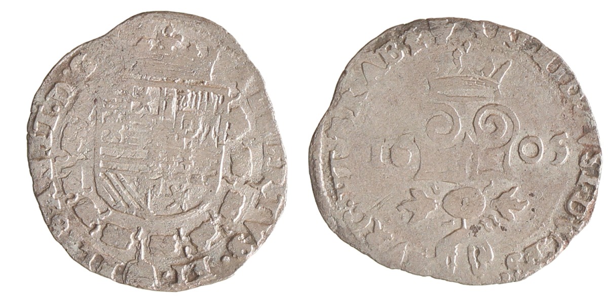 Kwart reaal. Brabant. Albrecht en Isabella. 1605. Fraai +.