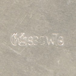 Theezeef met scharnierende lekbak zilver.
