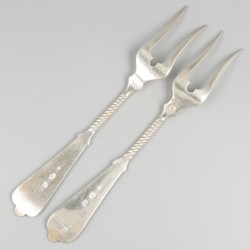 2-delige set vleesvorken zilver.