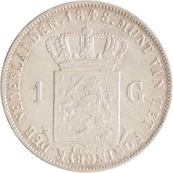 1 Gulden. Willem II. 1848/4_. Zeer Fraai / Prachtig.